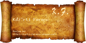 Kürti Ferenc névjegykártya