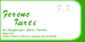 ferenc kurti business card